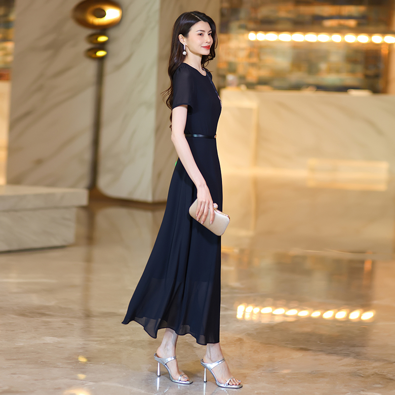 elegant sophisticated dresses with a highend feel summer shortsleeved highwaisted printed maxi onepiece dresses for women floorlength
