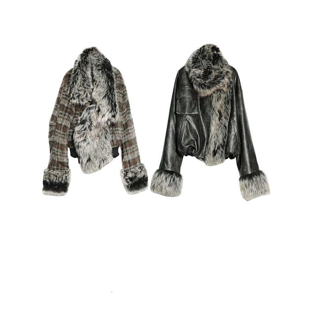 New Women's Plaid Faux Fur Jacket for Autumn and Winter