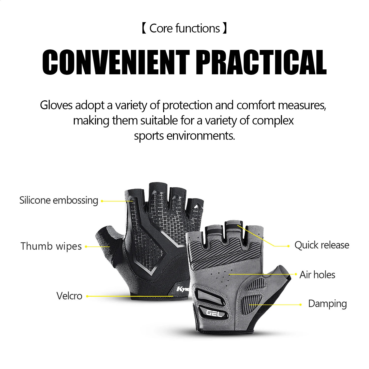 Summer HalfFinger MTB Cycling Gloves Black Liquid Silicone ShockAbsorbing Breathable Wearresistant Sports Bike Fitness 250515