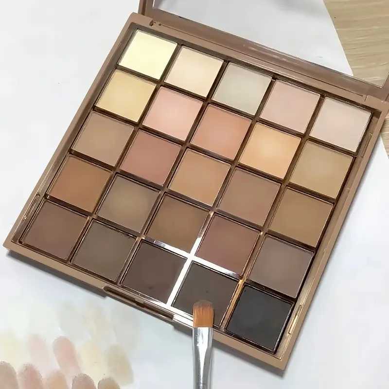 25 Shades Matte Finish Eyeshadow Palette Neutral Grey Brown Earth Tones Matte Shimmer Finishes For Versatile Makeup LooksXJ250520