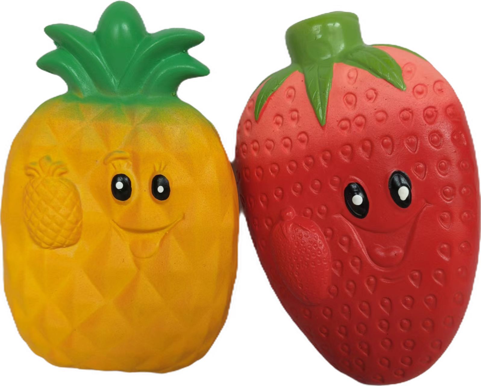 Latex Soft Fruit Pet Toy Natural Rubber Squeaky Strawberry, Pineapple, and Grape Shaped Teething Pet Toys for Dogs (Set of 6)