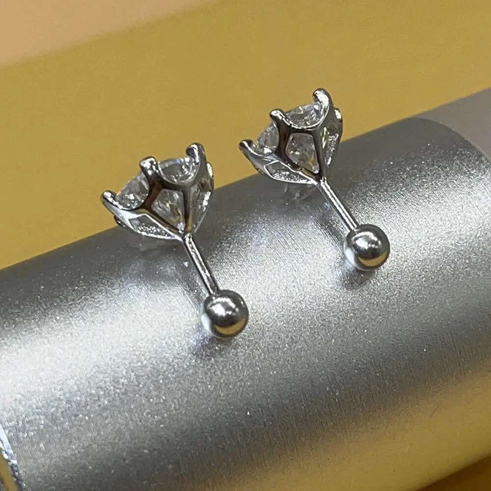 0.2-2ct Womens Moissanite Earrings D Color Six Claws Screw Moissanite Earrings 2023 Trend Silver 925 Real Moissanite Jewerly
