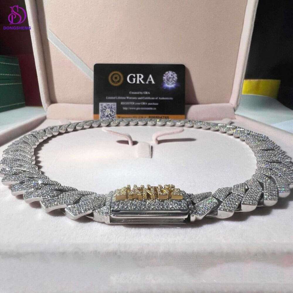 VVS Moissanite Cuban k Chain Fashion Jewelry Necklace Hip Hop Iced Out High Quality Sterg Sier 13mm 14mm 15mm 1pcs