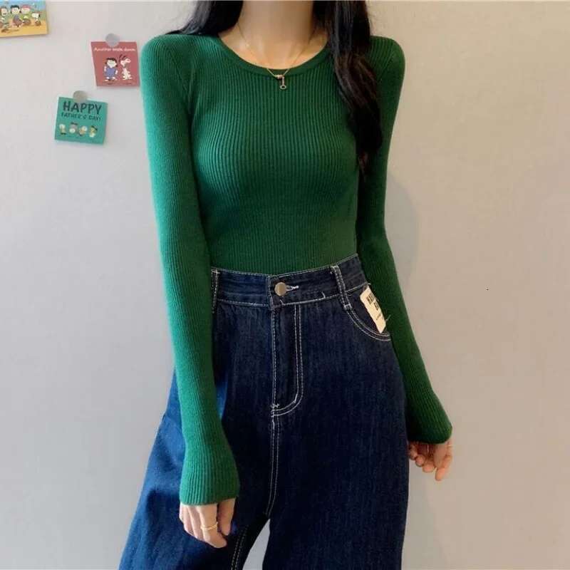Autumn Winter Women Sweaters Long Sleeve Knitted O Neck Pullover Sweater Femme Basic Solid Jumpers Top Fashion Clothes Pullovers