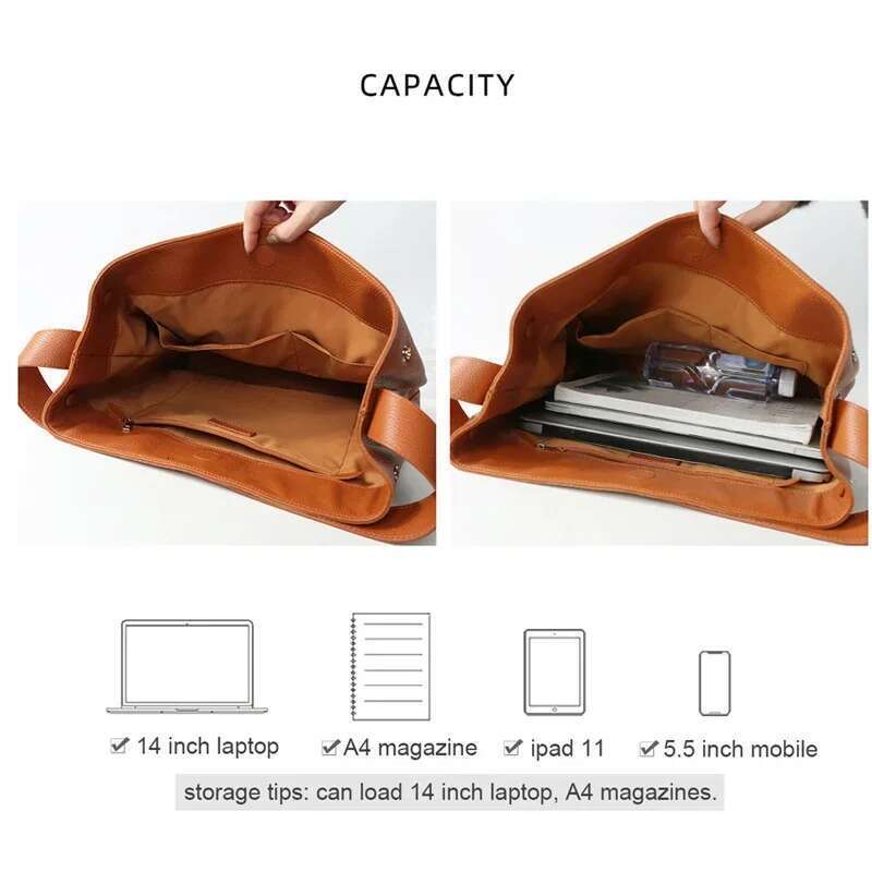 Genuine Leather Women Shoulder Soft Cowhide Female Tote Commuting Versatile Large Capacity Bucket Bag