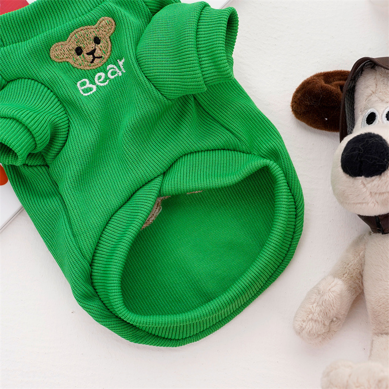 Basic Dog Hoodie, Soft and Warm Dog Sweater with Embroidered Little Bear, Dog Winter Coat, Cold Weather Clothes Sweatshirt for Small Medium Dogs Puppy