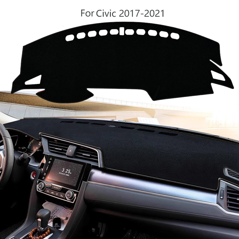 For Civic 2017-2021 Dashboard Sunshade Cover, Front Windshield UV Protection, Polyester Fiber Material, Heat Blocking Sun Visor Pad, Car Interior Acce