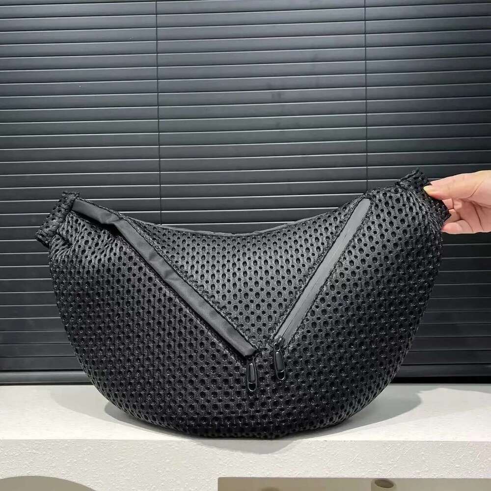 Ladies' Fashionable Crossbody With Large Capacity And Multiple Zippers, Casual Mesh Shoulder Bag
