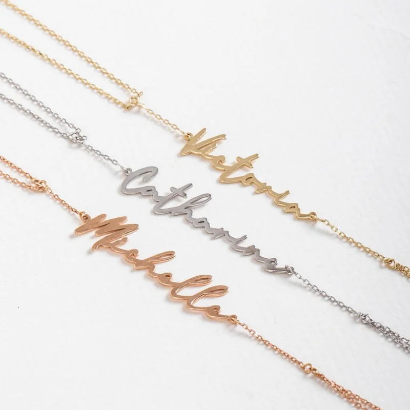 Stainless Custom Name Word Hand Chain Ring Finger Bracelet Personalized Your Name Customized Handwriting Bracelet Women Gift 250520