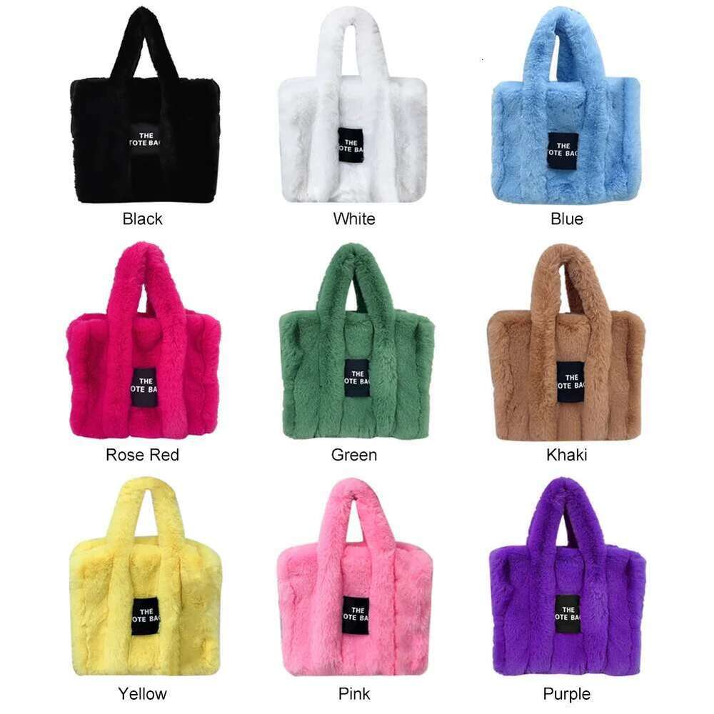 Faux Fur Tote Messenger Bag Autumn Winter Shoulder Handbags Soft Plush Designer Ladies Girl Shopper Purses For Travel Shopping