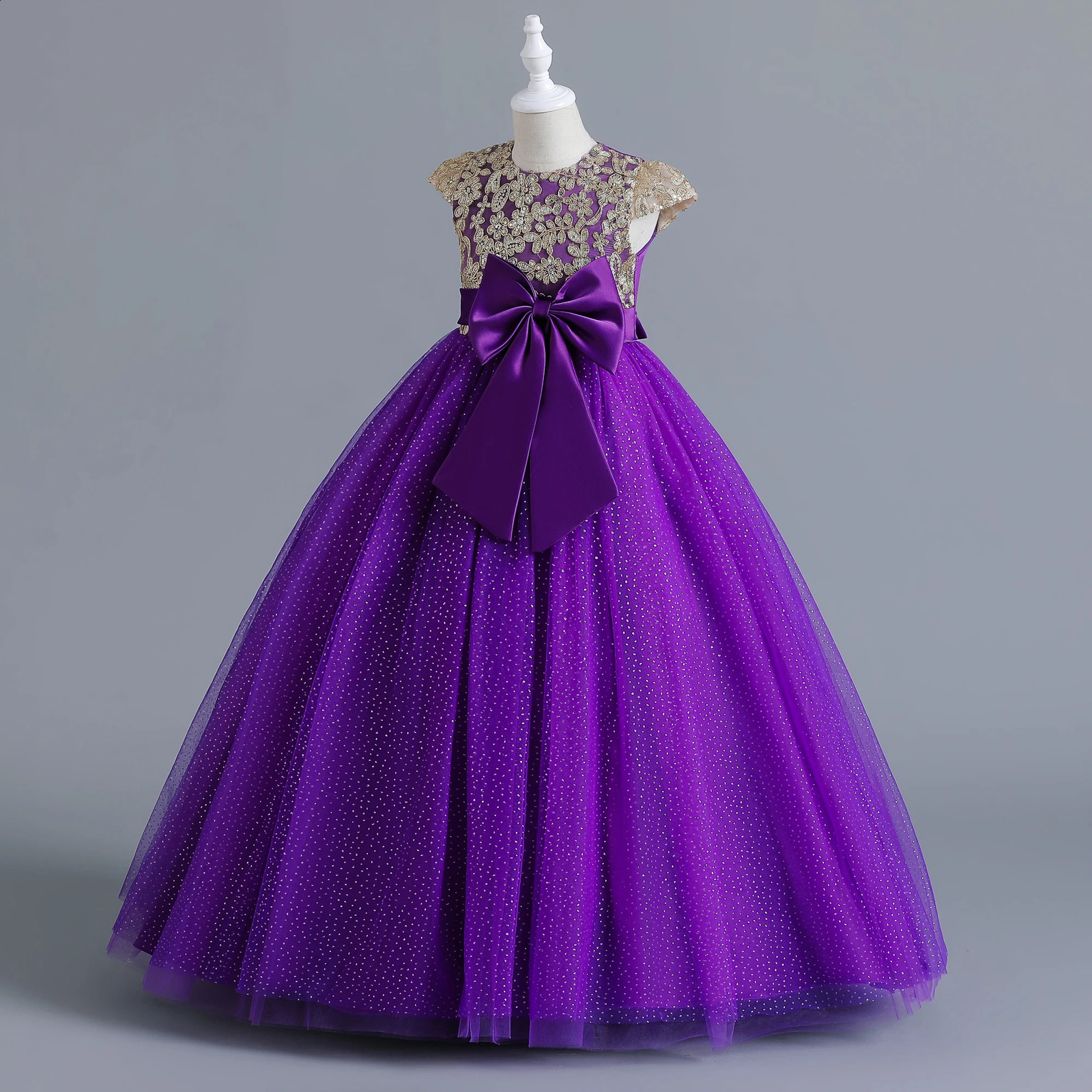 Girl dress in sleeveless sequins wedding dress flower girl performing princess dress long dress 250519