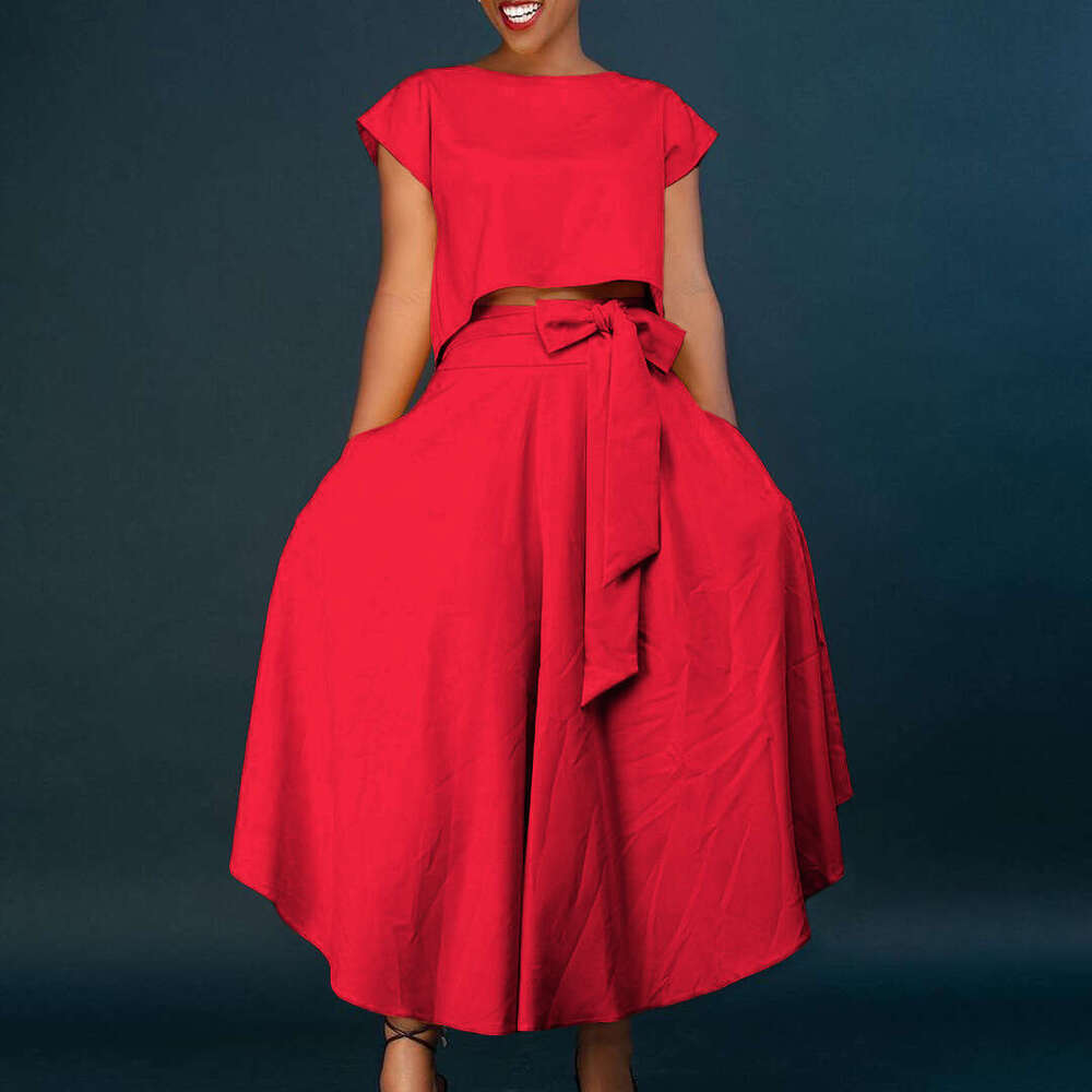 Women's Wear Women's New Fashionable And Elegant Casual Top Large Hem Skirt Set