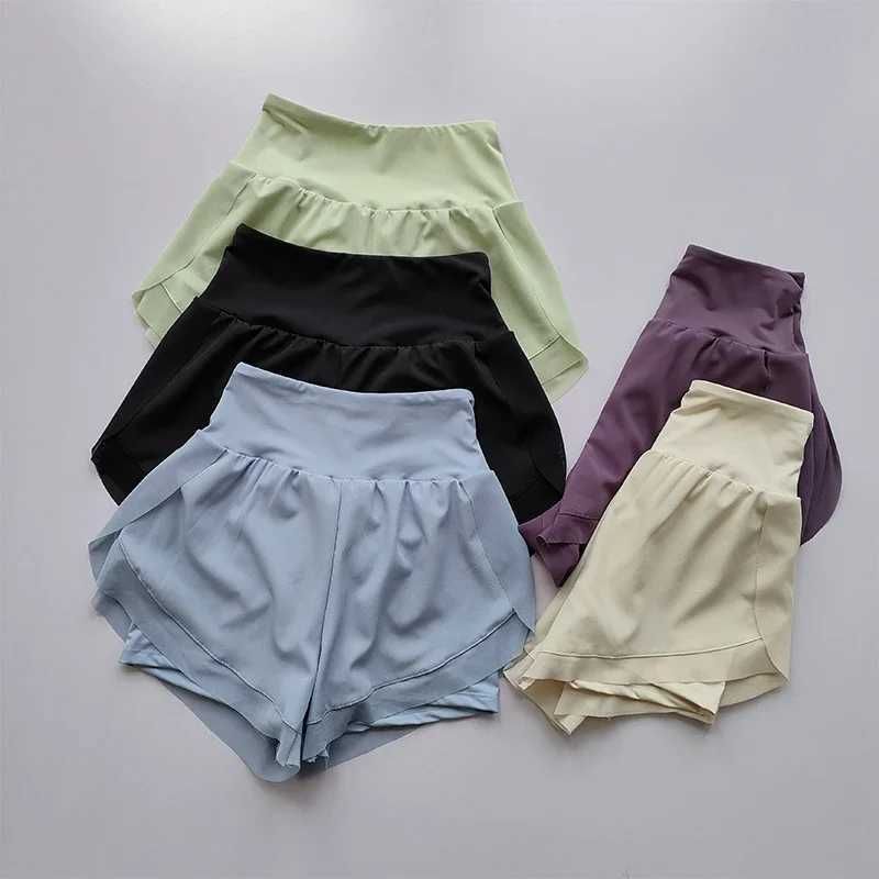 Summer Womens High-Waisted Sports Shorts Mesh Breathable Double-Layer Quick-Dry Gym Fitness Running Cycling Yoga ShortsXJ250520
