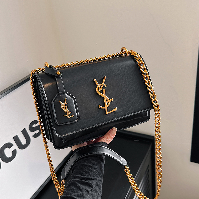 Free Shipping Designer Bag French-Inspired Chain Strap Shoulder Bag - Trendy Mini Square Crossbody Purse for Women, Luxury Viral Fashion Bag 2025