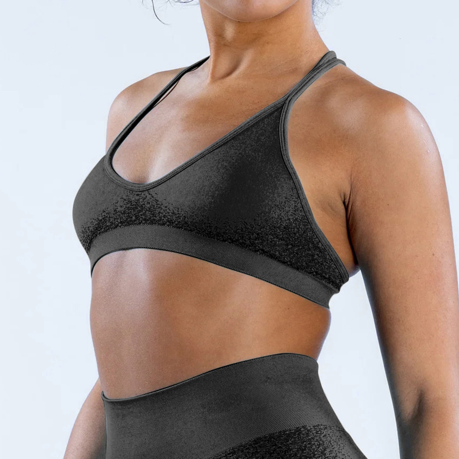 Tight fitting seamless back yoga high elasticity jacquard outerwear, fitness bra, sports bra