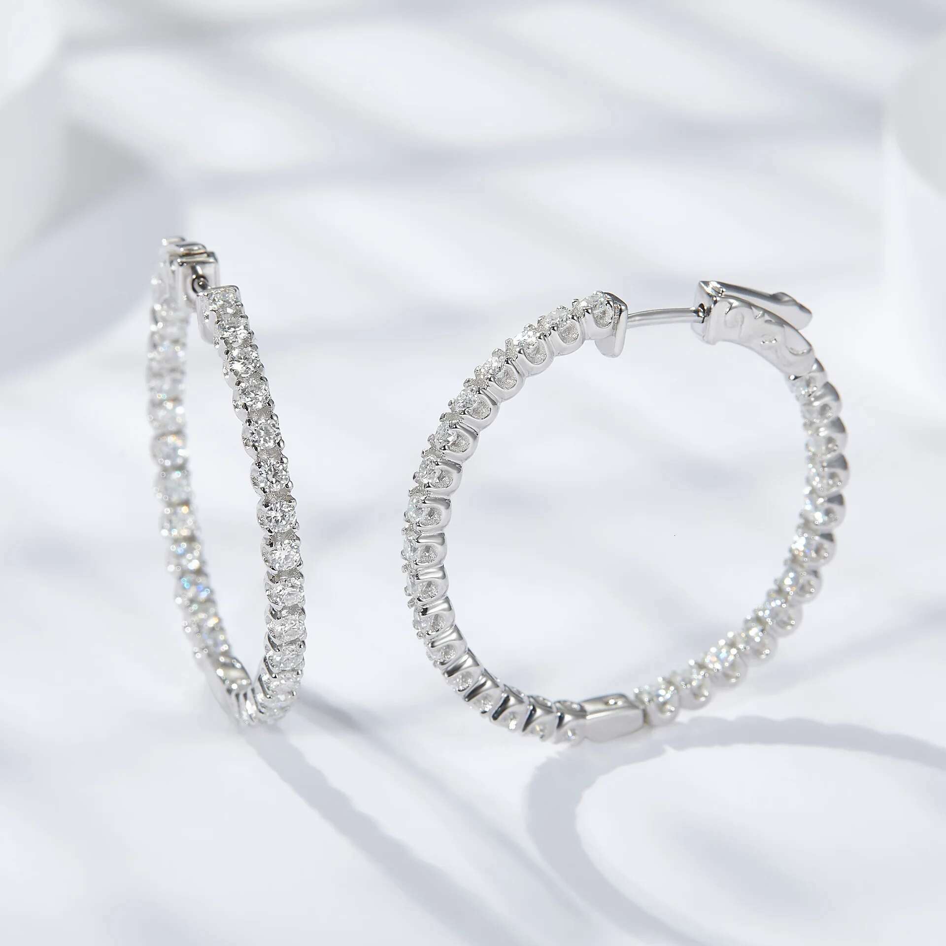 COSFIX 100% 925 Sterling Silver Real 1.23ct Moissanite Earring Hoops For Women Sparkling Wedding Party Luxury Fine Jewelry Gift