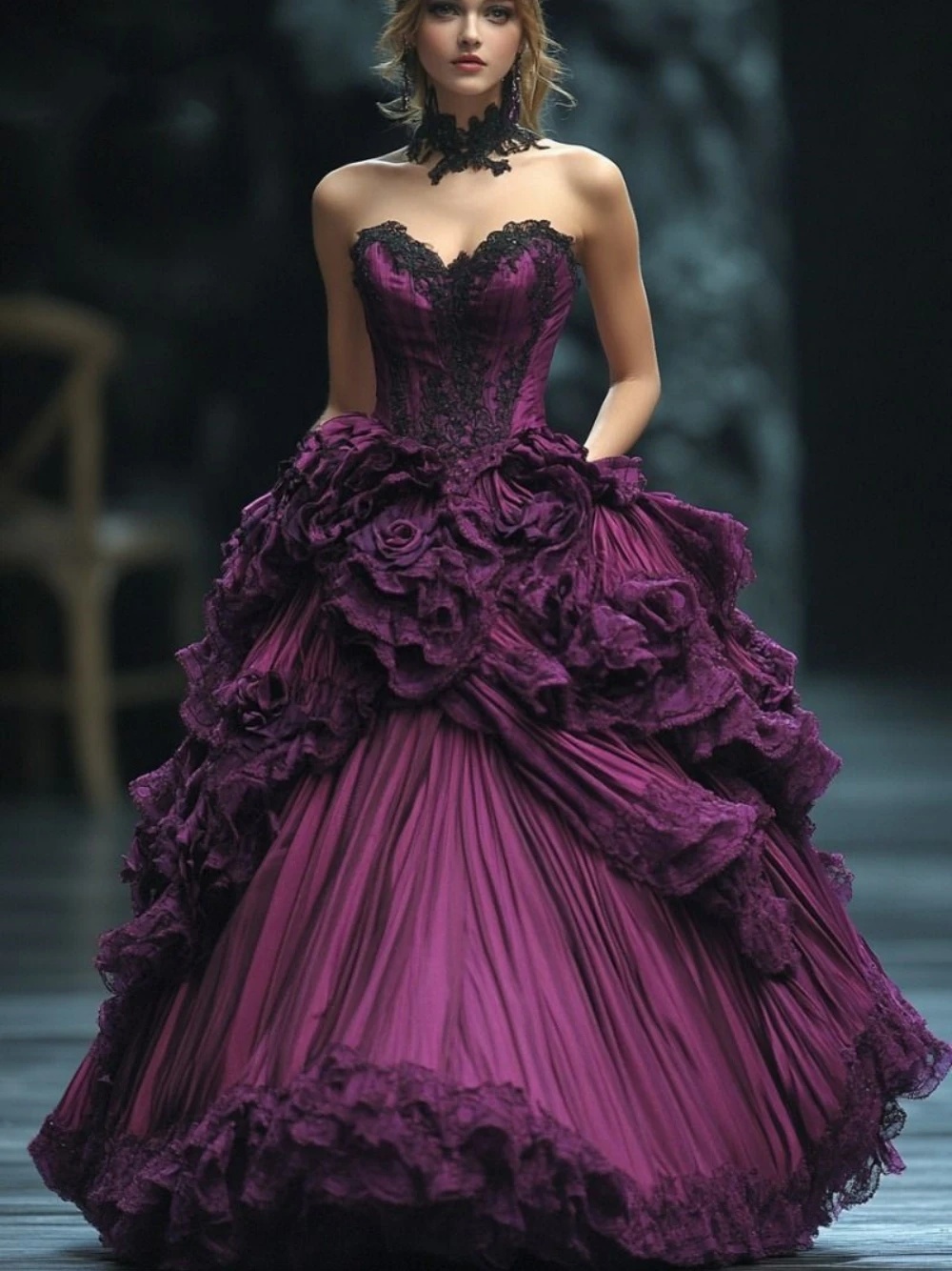 Sexy Sweetheart Prom Dresses Fashion Flowers Puffy Tiered Evening Dress Customized Floor Length Cocktail Gown