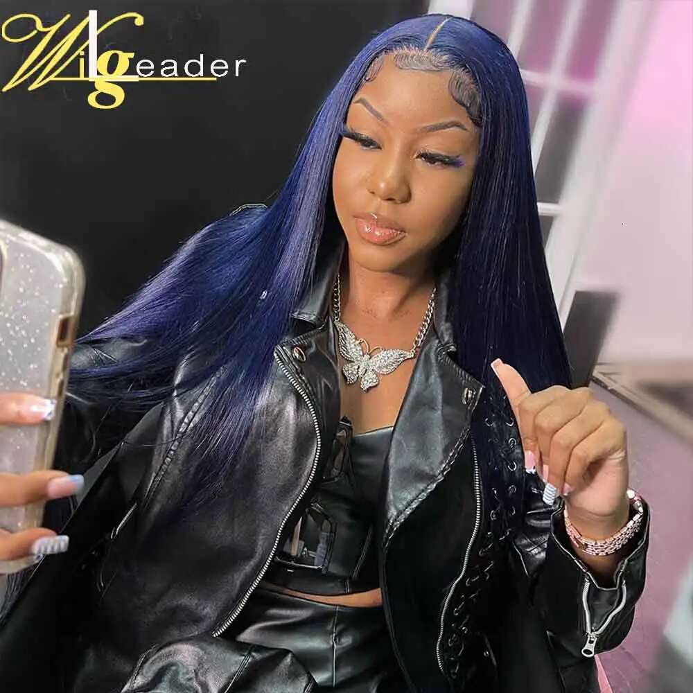 Remy Human HD 13x6 Front Preplucked Straight 180% Density 5x5 Blue Transprent Lace Hair Wigs