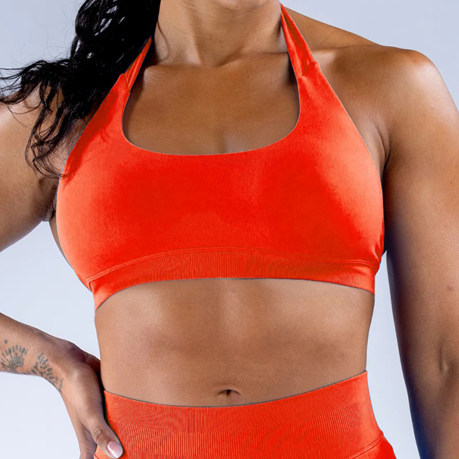 Seamless high elasticity ultra-fine matte nylon neck hanging sports bra, backless beauty, fitness, yoga, etc