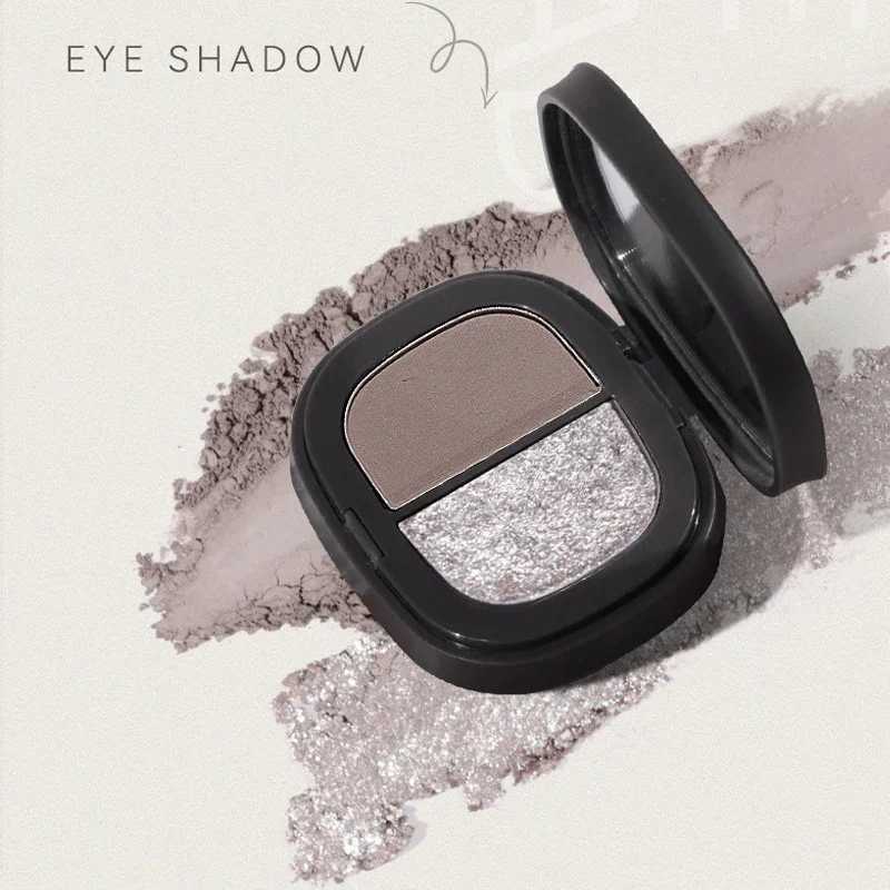 2 Colors Mini Eye Shadow Palette Matte Glitter Eyeshadow Pigments Waterproof Earth Color Shimmer Eye Shadow Portable CosmeticsXJ250520