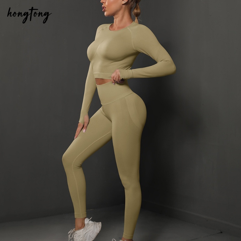 Yoga set gym set pilates women long sleeve pants two piece setskinny quick dry breathable moisture wicking outdoor running workout clothes size s-l