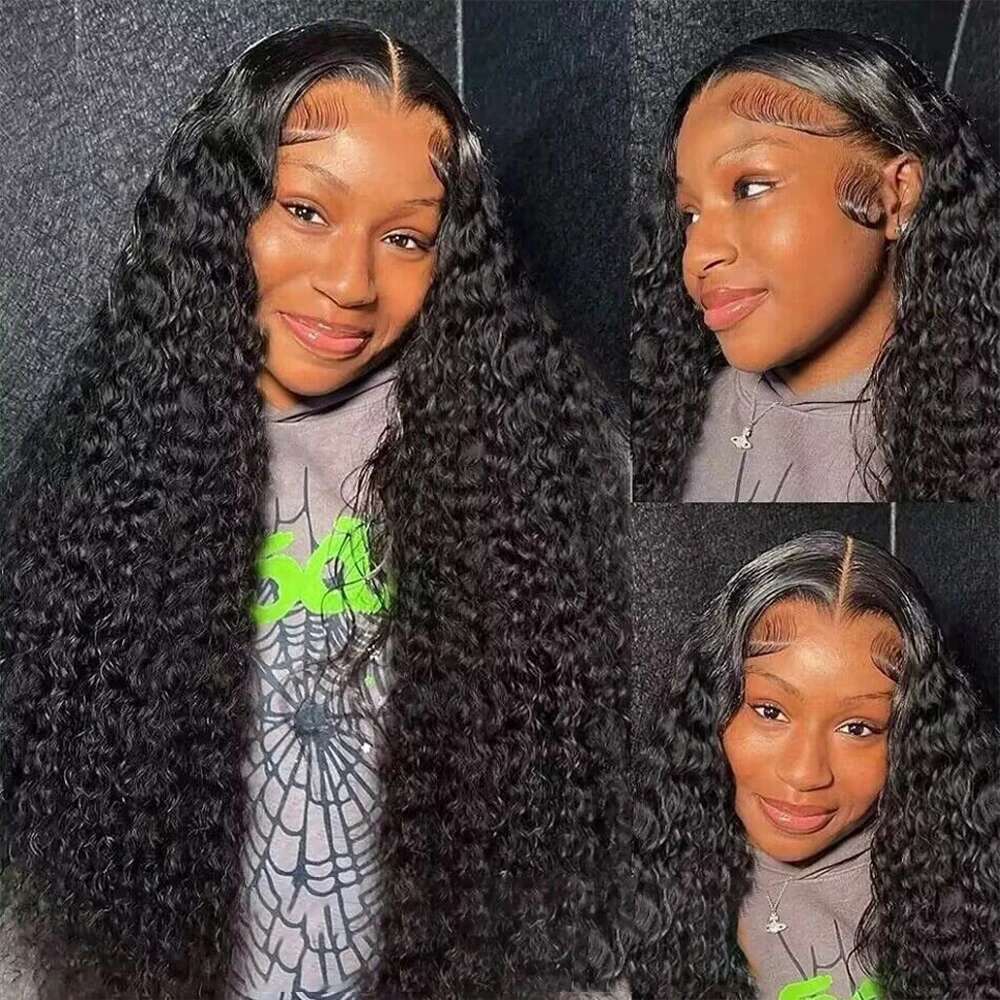 HD Transparent Deep Wave Frontal 13x4/13x6 Curly Lace Front Human Hair Wigs For Women Wet And Wavy Water 5x5 Closure Wig