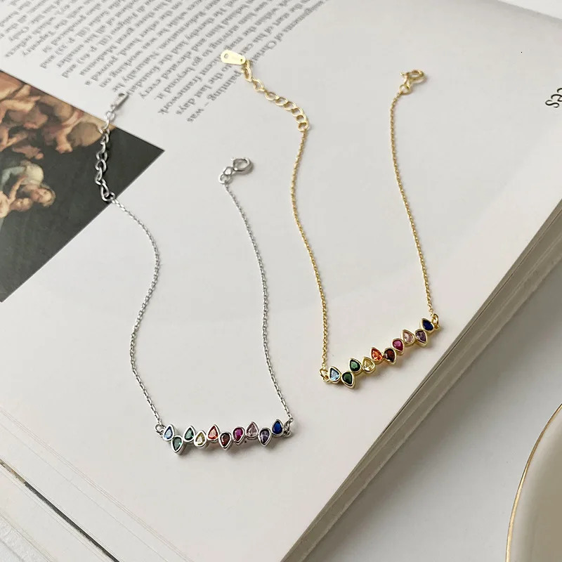 925 Sterling Silver Simple Creative Color Crystal Bracelet Women Fashion Trend Party Jewelry Accessories Valentines Day Gift 250520