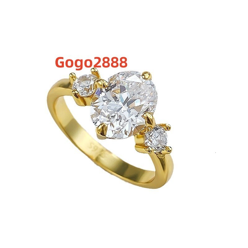 European and American Style S925 Silver Gold Plated Mosan Moissanite Diamond Ring Big Wedding Ring for Men Women and Couples