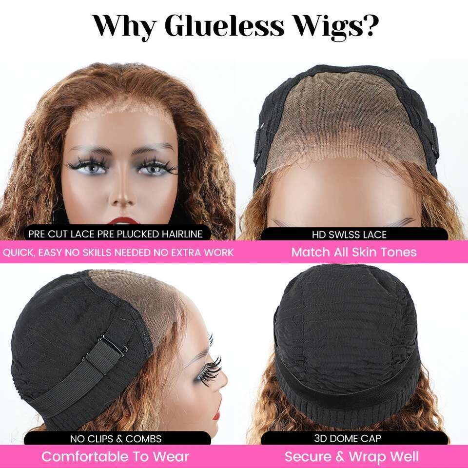 12A Wear Wig 180% Ombre Highlight Deep Wave 4x4 Hd Lace Glueless Cut Pre Plucked Human Wigs Ready To Go