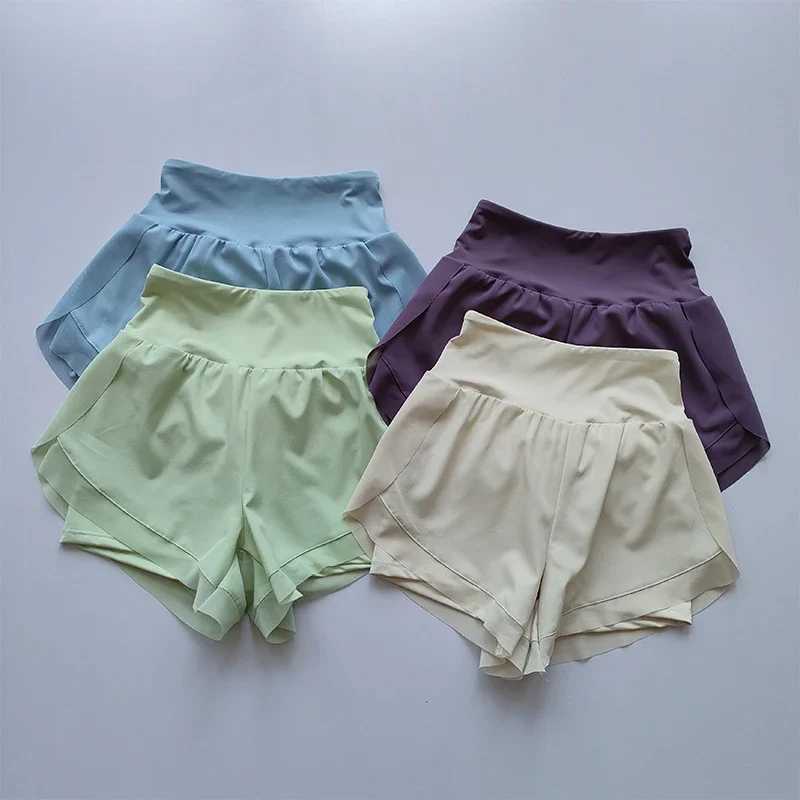Summer Womens High-Waisted Sports Shorts Mesh Breathable Double-Layer Quick-Dry Gym Fitness Running Cycling Yoga ShortsXJ250520
