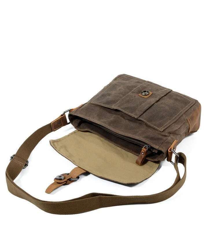 New Retro Casual Canvas Shoulder Men Simple Crossbody Waterproof Men's Bag Horizontal
