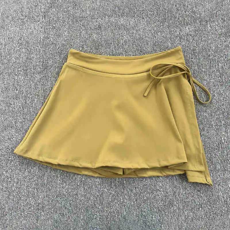 Sports yoga shorts; Badminton tennis skirt pants; Half-body quick-drying pocket shorts; Side wear tie skirt pants; Wear outsideXJ250520
