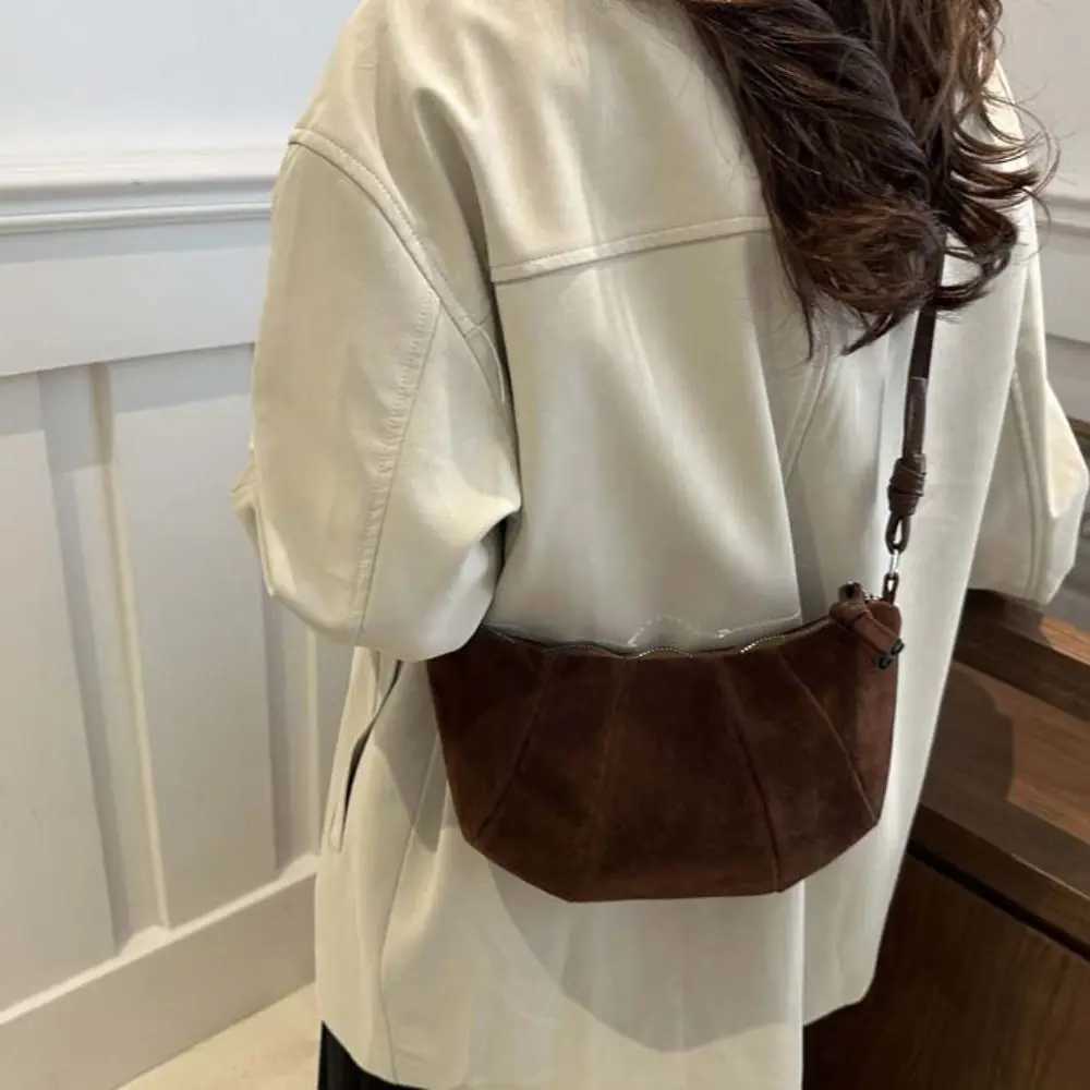 Creative Crossbody Bag Croissant Shoulder Bag Small Pack Brown Matte PU Dumplings Bag Solid Color Korean Style Gift M250520