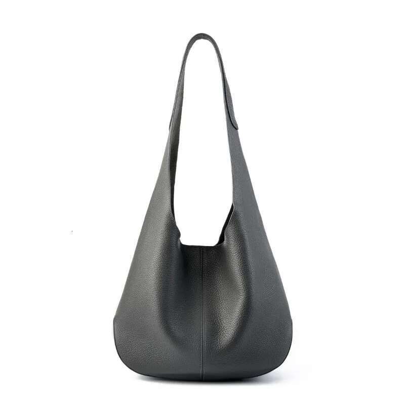 New High Quality First Layer Cowhide Large Capacity Bucket Shoulder Bag