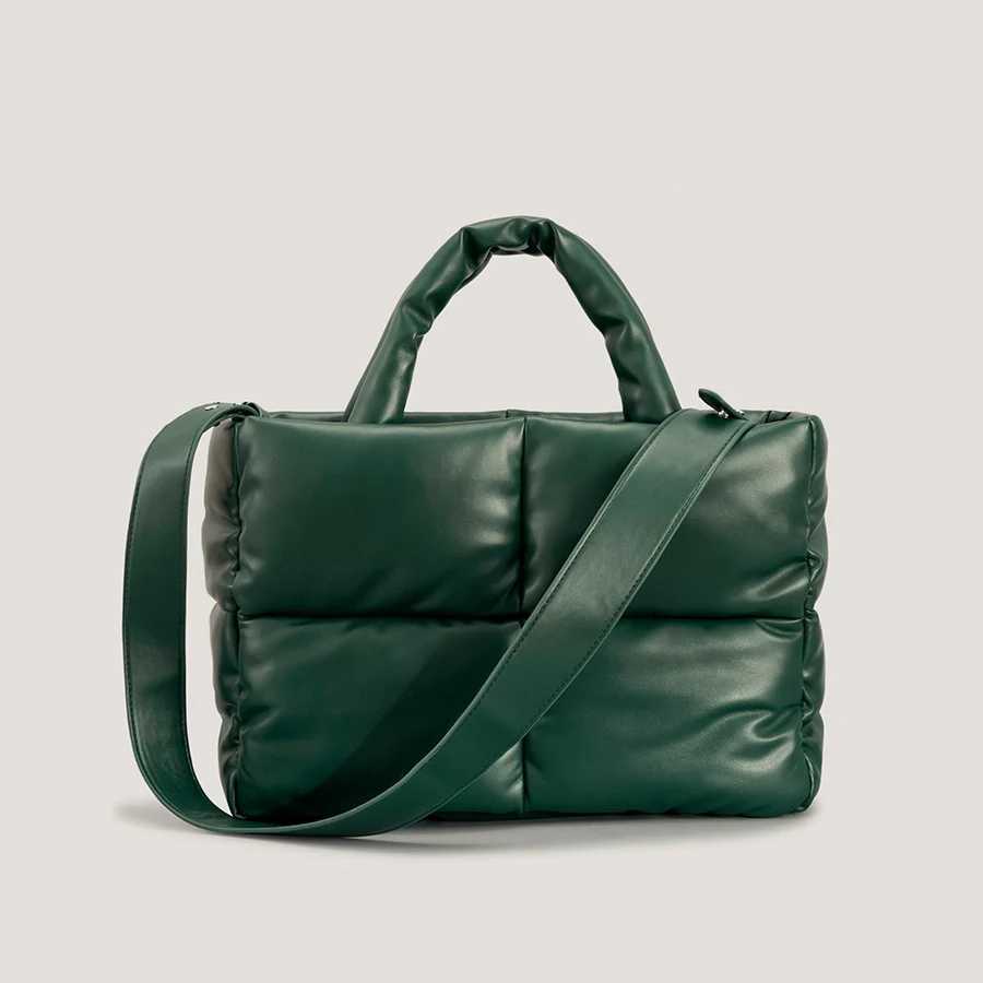 Fashion Leather Padded Tote Bag for Women Designer Quilted Handbags Luxury Soft Pu Shoulder Bags Down Cotton Winter Bag Big M250520