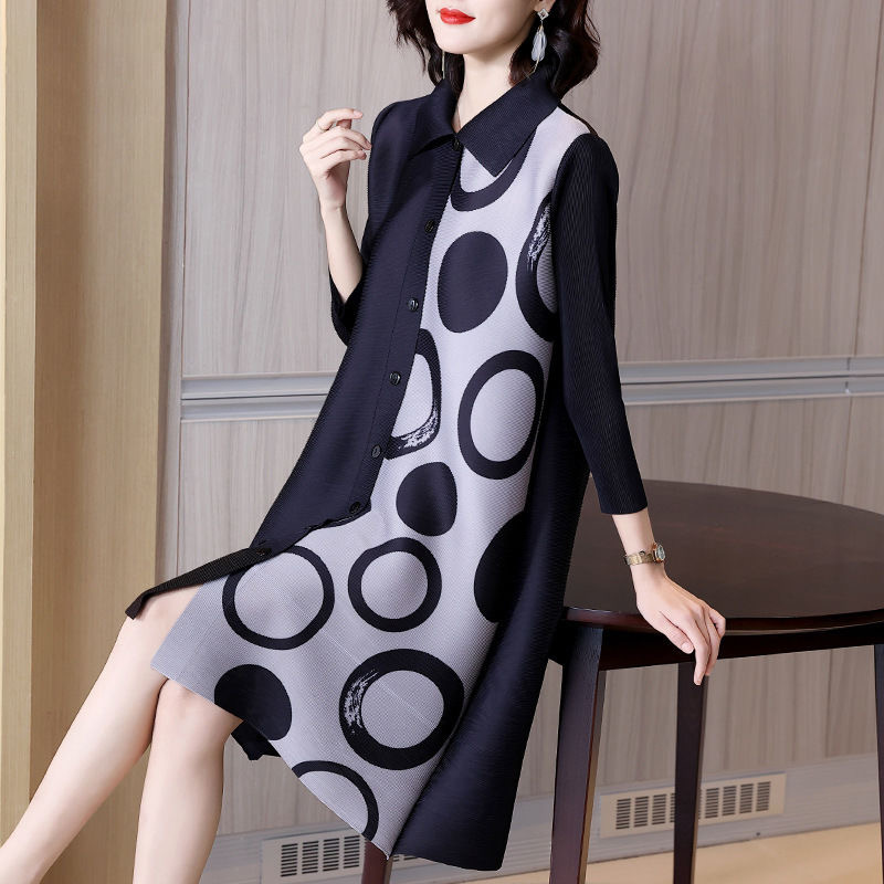 2025 plus size women's new style fat and thin front buttoned fashionable dress medium and long skirt D02386