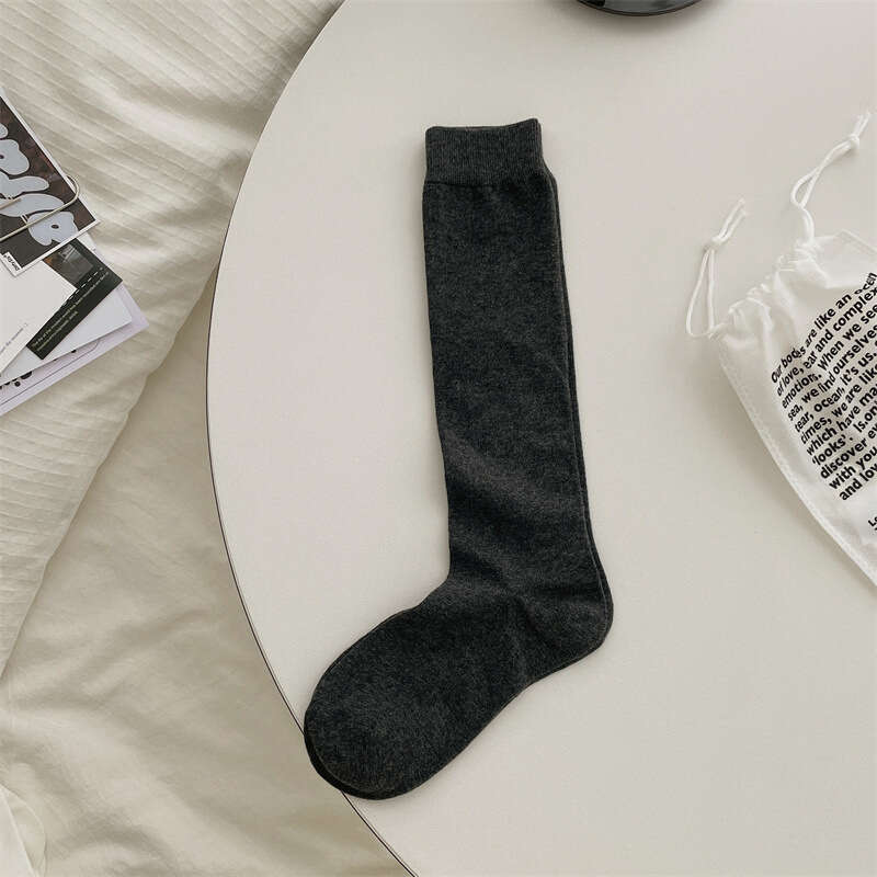 Summer Thin Children's Knee High Calf Socks, Solid Color Sweat Absorbing White JK Lolita Long Tube Slimming Boneless Socks B5