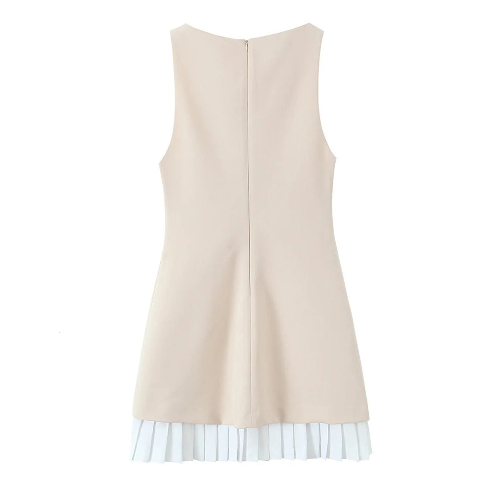 UNIZERA Womens Splicing Short Dress Solid Color Sleeveless Decoration SpringSummer Product Casual Wear 250520