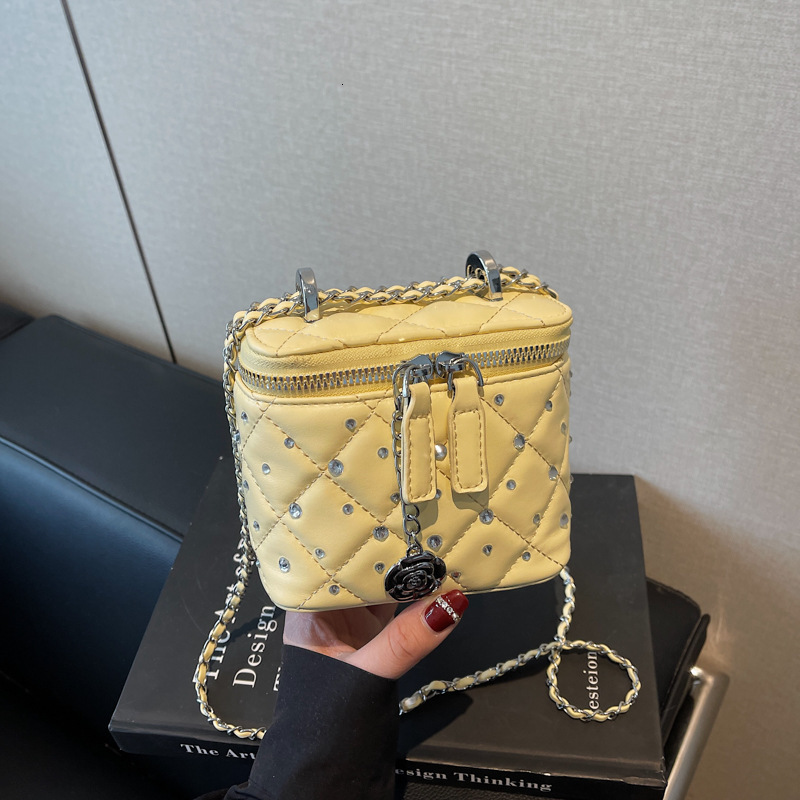 New Summer Exquisite Mini Women's Multi functional Chain Slant Body Super Popular Square Bag Korean Style Fashion Diamond Grid Box bag Single Sho