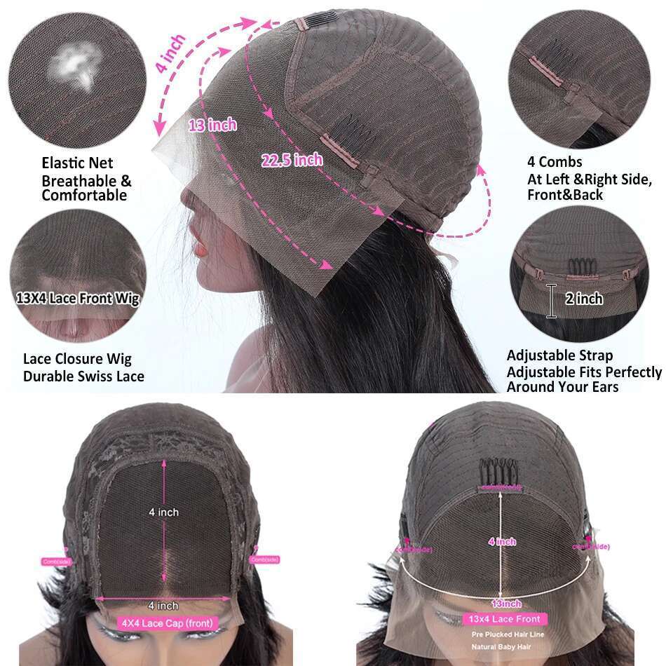 Kinky Wigs For Black Women Glueless Brazilian Human Hair 13x4 Transparent Lace Frontal Yaki Straight Wig