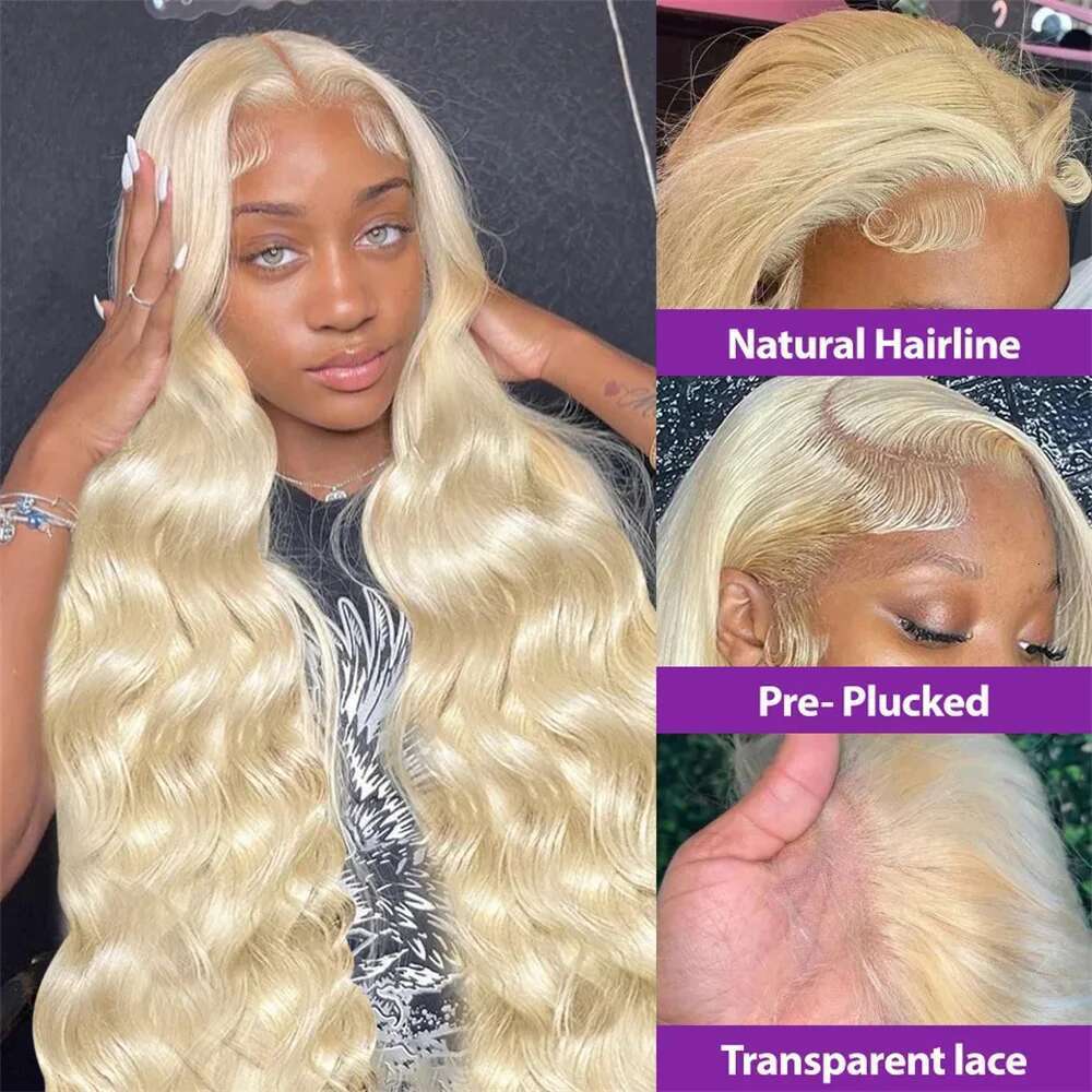 Finros Body Wave 13x6 HD Transparent 613 Frontal Human Hair Honey Blonde Color Brazilian 13x4 Lace Front Wig for Women
