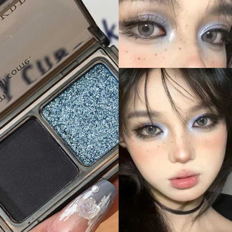 Punk Blue Black Eyeshadow Palette 2 Color Glitter Matte Dark Smoky Eyeshadow Shimmer Shinny Eye Pigment Cosmetic Makeup for EyesXJ250520