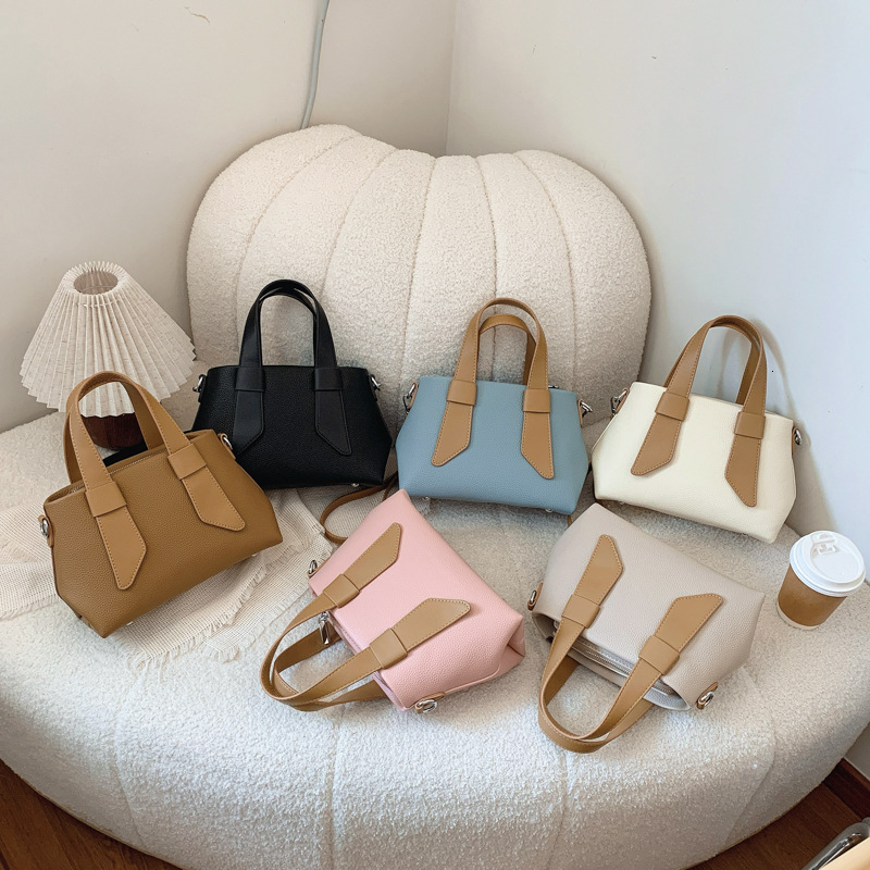 Bag for women 2025 new simple splicing contrasting color handbag, high-end and versatile single shoulder crossbody tote bag