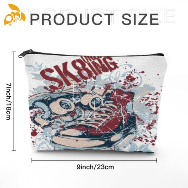 Free delivery of top-designer custom-made lightweight, high-quality linen cosmetic bags in beige, white and black for students.