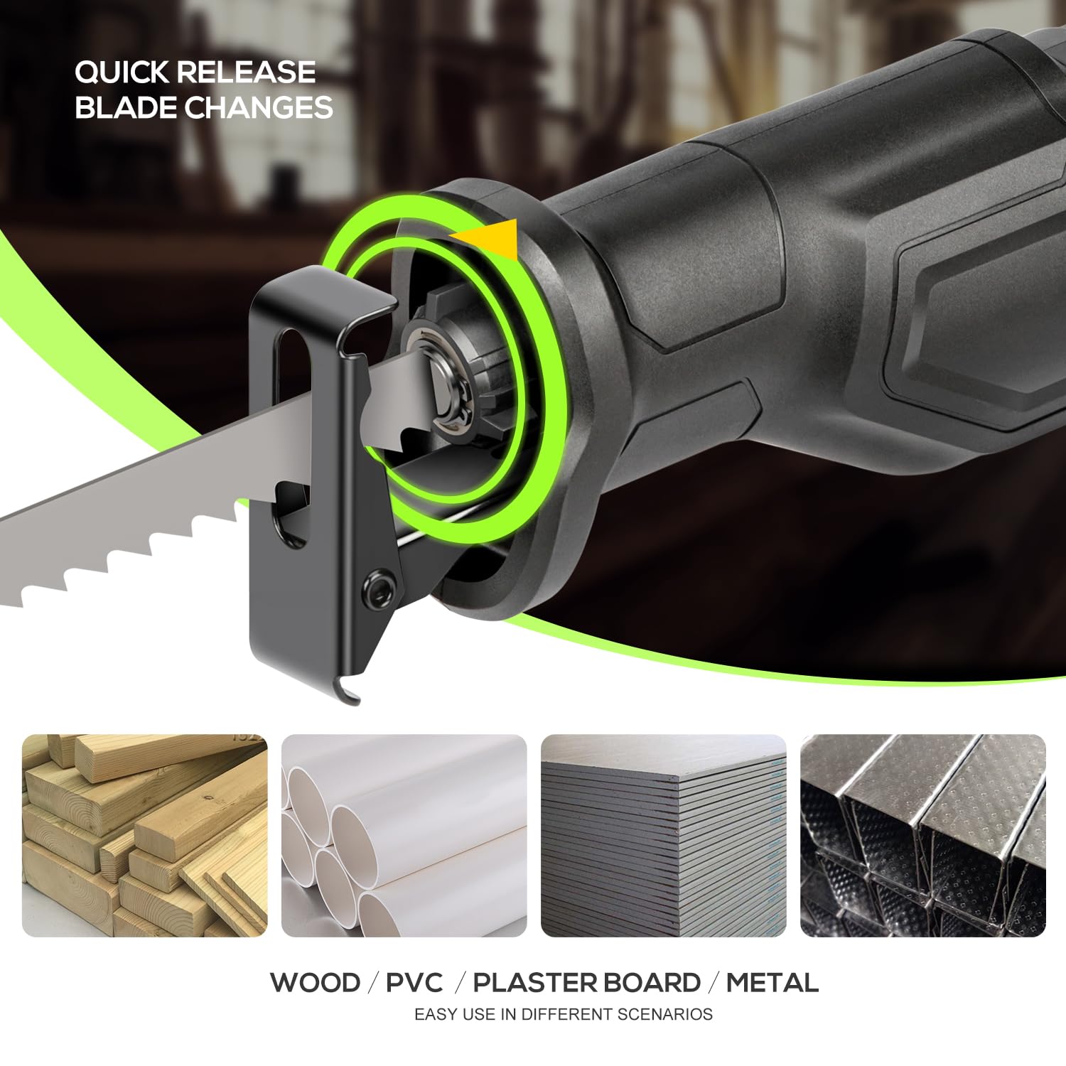 GALAX PRO 120V Reciprocating Saw 6.0 Amp Variable Speed Corded Reciprocating Saw with 4/5 Inch Stroke Length 0-3000SPM and 4-1/2 Inch Max for Wood Met