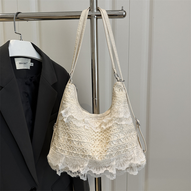 Free Delivery Designer Bag 2025 Fashion Japanese And Korean Tote Summer Leisure Vacation Fairy Lace Mesh Underarm Shoulder Women's Bag Luxury Bag