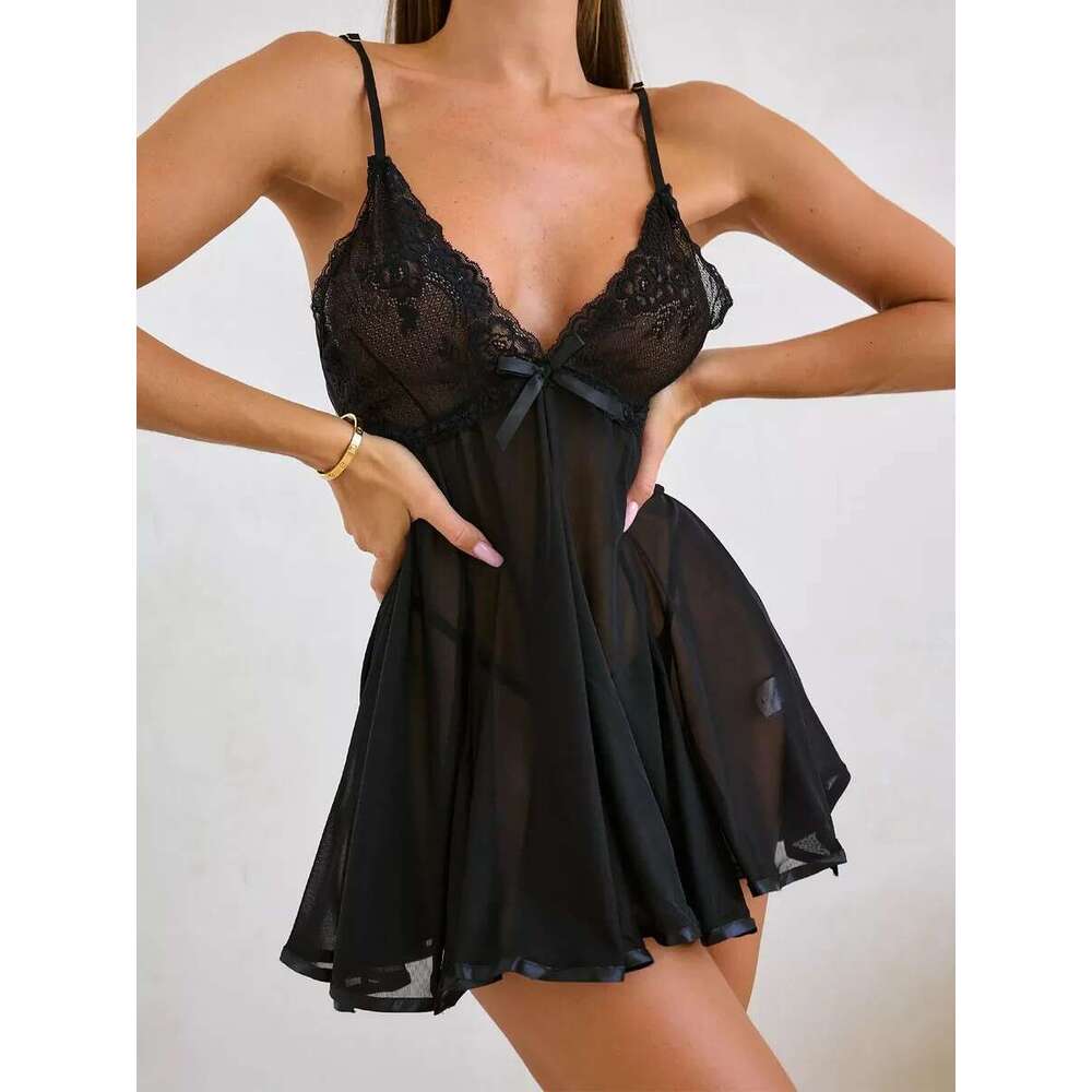Vestido De Mujer Dresses for Woman Elegant Whitedress Designer Dress Slim Fitting Deep V Lace Lazy Sexy Lingerie Thin Womens Silk Pajamas Suspender Ni