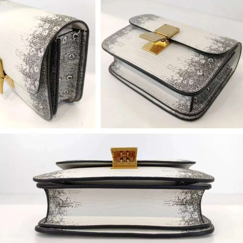 Lizard Pattern Tofu Design Real Leather Saddle Top Quality One Shoulder Messenger Women's New Square Box Bag