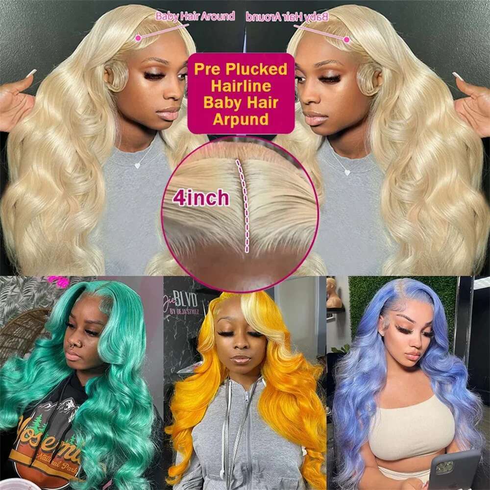 Finros Body Wave 13x6 HD Transparent 613 Frontal Human Hair Honey Blonde Color Brazilian 13x4 Lace Front Wig for Women