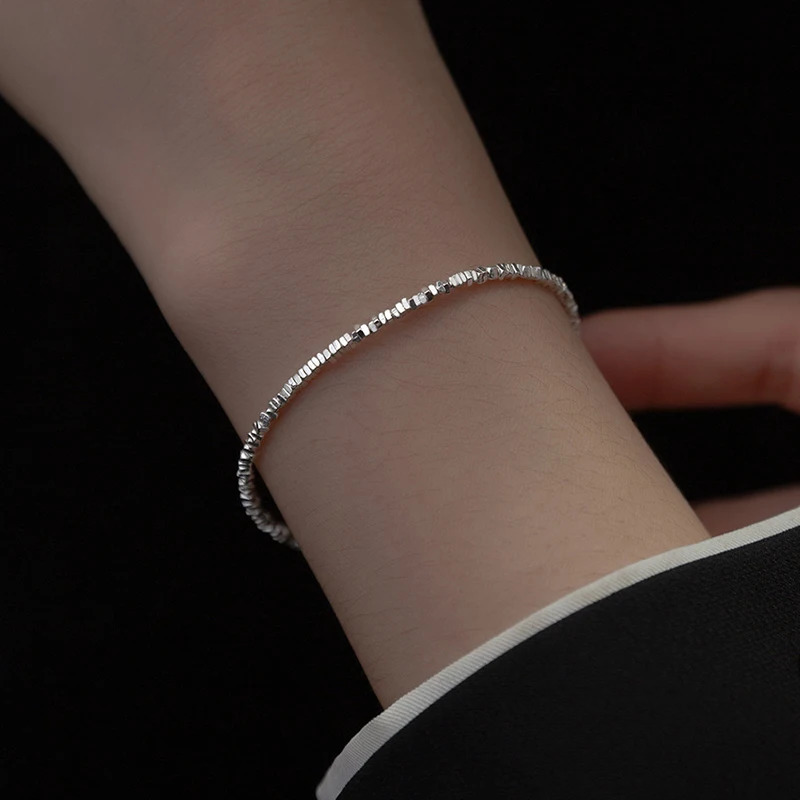 INZATT Real 925 Sterling Silver Square Chain Bracelet for Women Cute Fine Jewelry Minimalist Geometric Accessories 250520